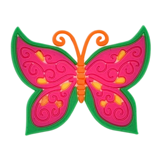 PINK GREEN ORANGE BUTTERFLY